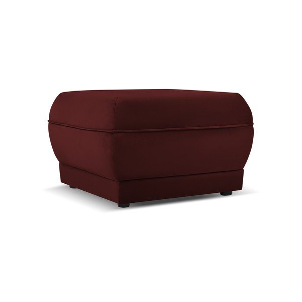 Czerwony aksamitny puf Lando – Micadoni Home-image-2