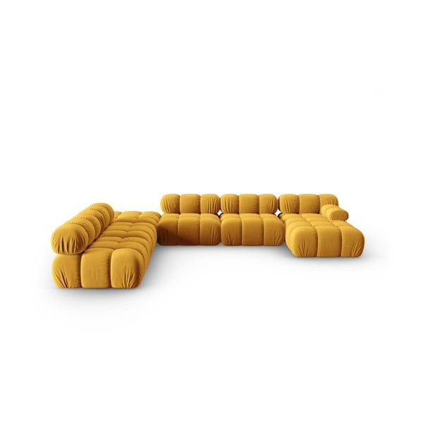 Żółta aksamitna sofa 379 cm Bellis – Micadoni Home