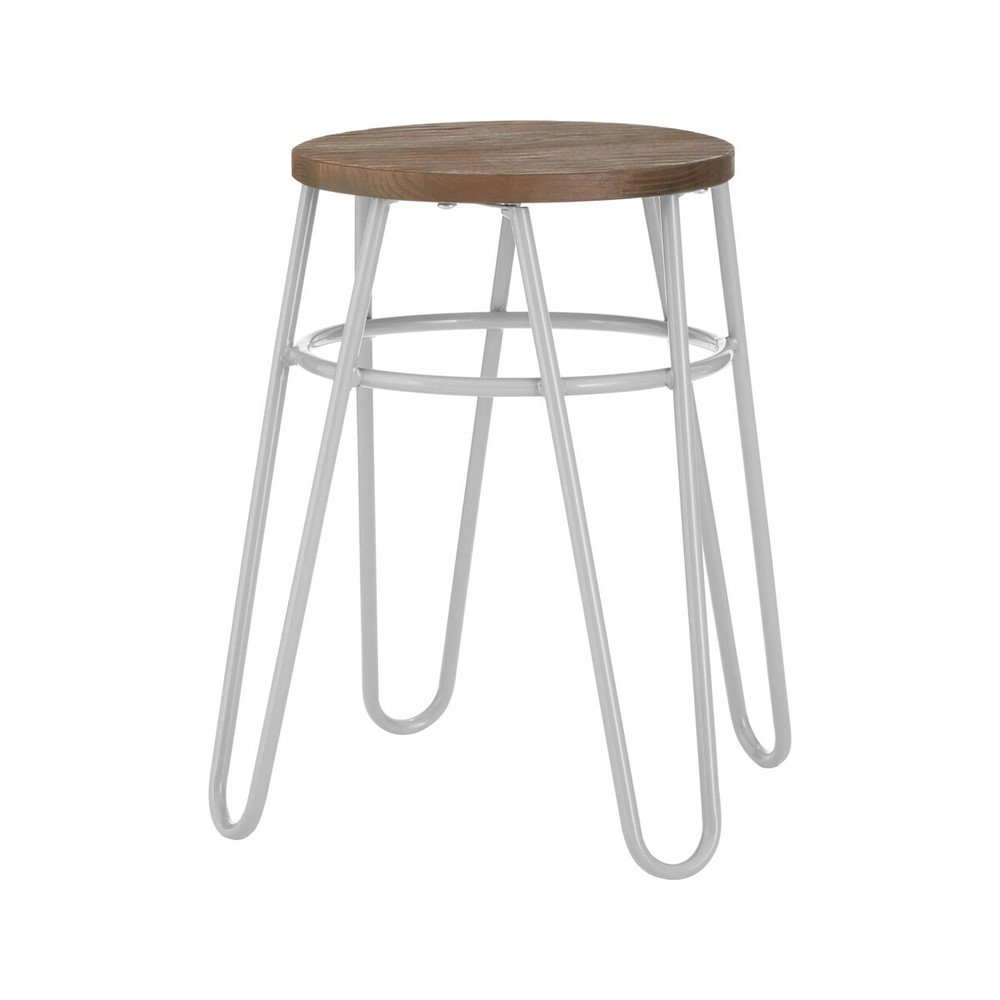 Szary/w naturalnym kolorze stołek z litego drewna wiązu District – Premier Housewares