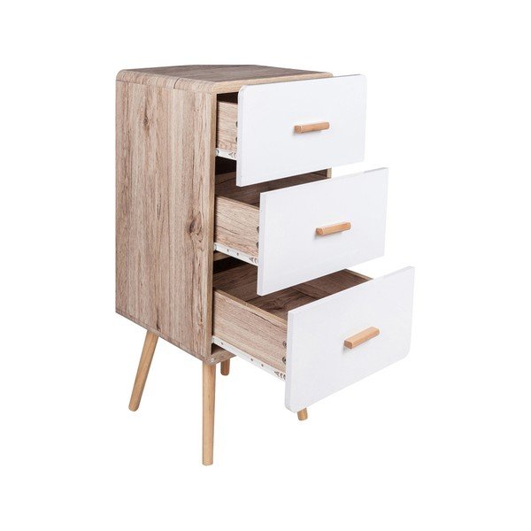 Komoda z drewna dębowego z 3 szufladami Liz-image-1