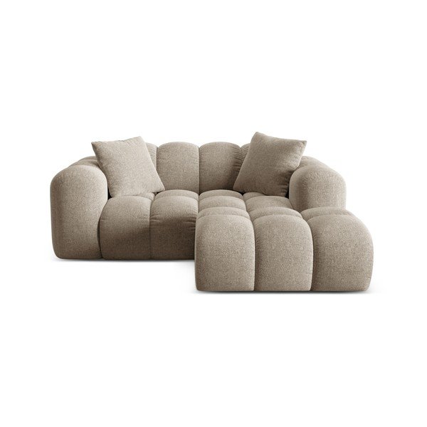 Jasnobrązowy narożnik z tkaniny szenilowej (prawostronny/z szezlongiem) Treno – Cosmopolitan Design