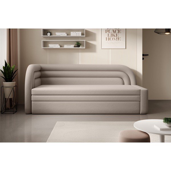 Beżowa aksamitna rozkładana/ze schowkiem sofa lewostronna 223 cm Fabillo – ELTAP-image-1