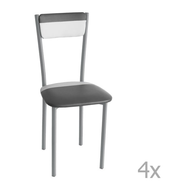 Zestaw 4 szaro-białych krzeseł 13Casa Edera