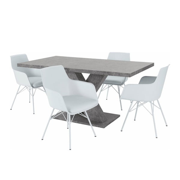 Zestaw stołu i 4 białych krzeseł Støraa Albert
