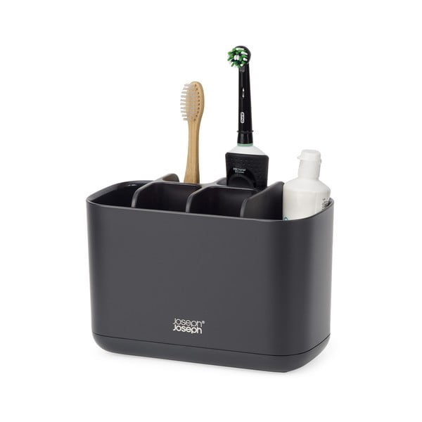 Czarny plastikowy stojak na szczoteczki do zębów EasyStore – Joseph Joseph