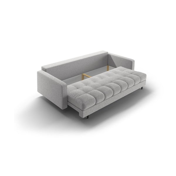 Jasnoszara rozkładana sofa ze schowkiem z materiału bouclé 222 cm Bali – Cosmopolitan Design-image-4