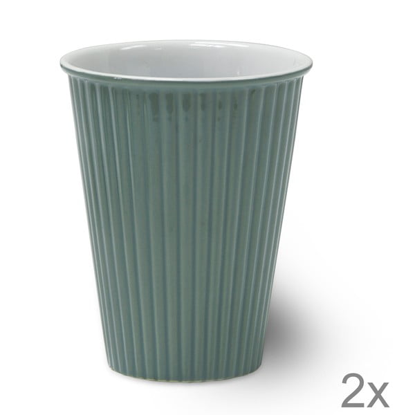 Zestaw 2 filiżanek ceramicznych Latte Shutter Blue, 12 cm