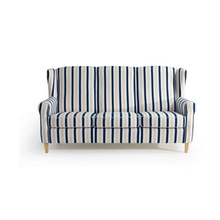 Niebiesko-biała sofa w paski Max Winzer Lorris, 193 cm