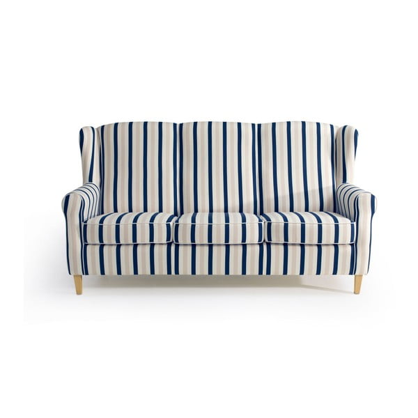 Niebiesko-biała sofa w paski Max Winzer Lorris, 193 cm