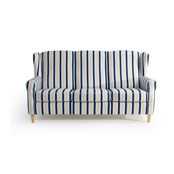 Niebiesko-biała sofa w paski Max Winzer Lorris, 193 cm