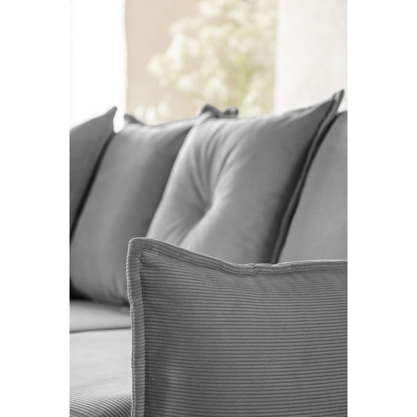 Szary sztruksowy rozkładany narożnik (lewostronny/w kształcie litery U) Lazy Lukka – Miuform-image-4