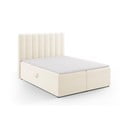 Beżowe łóżko boxspring ze schowkiem 160x200 cm Gina – Milo Casa