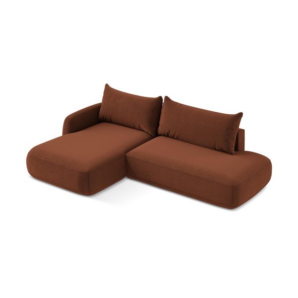 Rozkładany narożnik (lewostronny/z szezlongiem) w kolorze terakoty Hale – Makamii-image-2