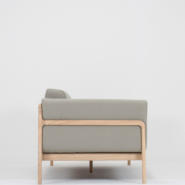 Jasnoszara sofa 3-osobowa z konstrukcją z litego drewna dębowego Gazzda Fawn-image-1