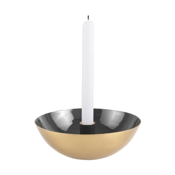 Czarny świecznik z detalem w złotym kolorze PT LIVING Tub, ⌀ 17 cm