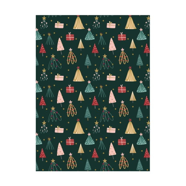 5 arkuszy papieru do pakowania prezentów eleanor stuart Christmas Trees no. 4, 50x70 cm