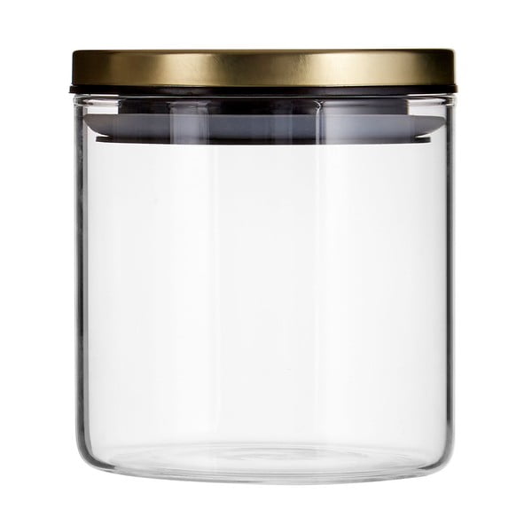 Pojemnik szklany z wieczkiem metalowym w złotej barwie Premier Housewares, 550 ml