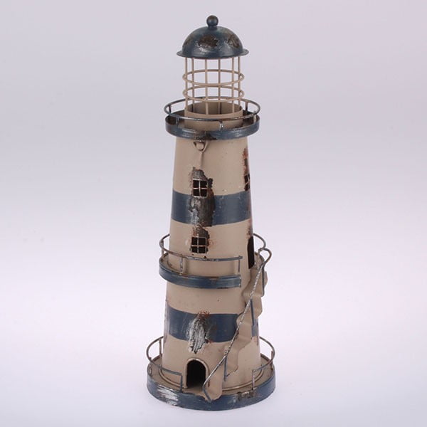 Metalowy lampion wiszący Blue Lighthouse, 32 cm