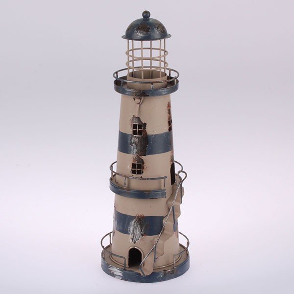 Metalowy lampion wiszący Blue Lighthouse, 32 cm