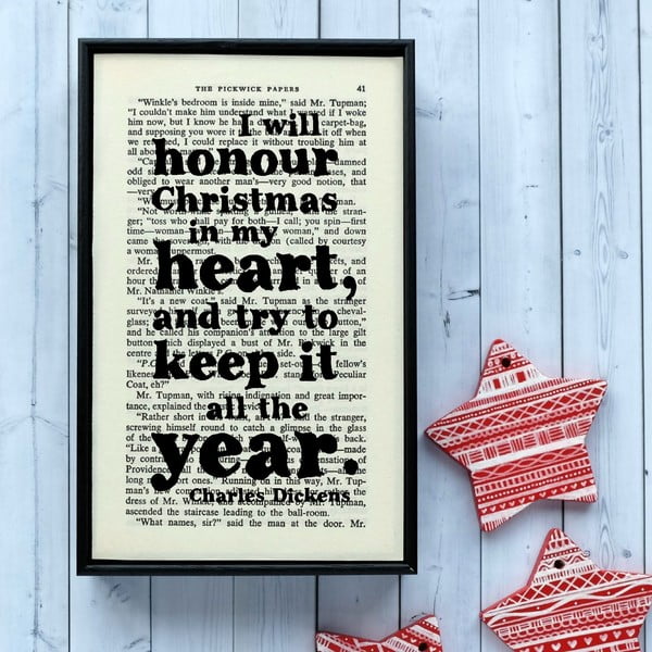 Plakat w
  drewnianej ramie Dickens Christmas
