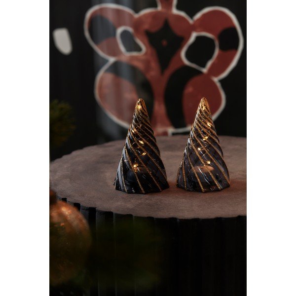 Czarne dekoracje świetlne zestaw 2 szt. na baterie ø 6 cm Vilma Tree – Sirius-image-1