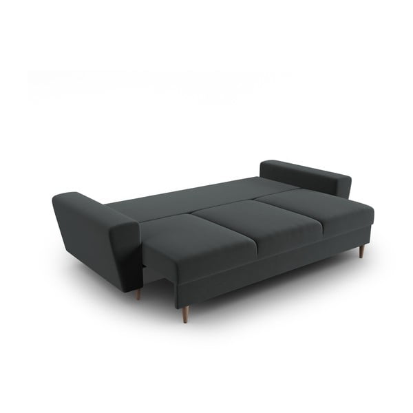 Ciemnoszara aksamitna rozkładana sofa ze schowkiem 235 cm Kyoto – Cosmopolitan Design-image-2