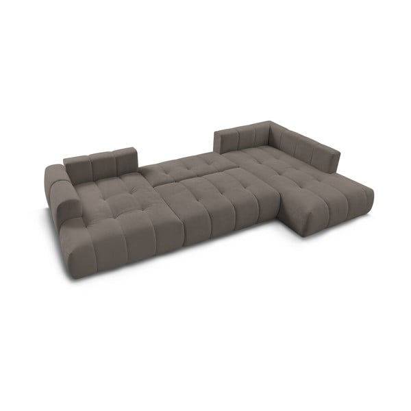 Szarobrązowy rozkładany/ze schowkiem narożnik (prawostronny/w kształcie litery U) Fuji – Bobochic Paris-image-3