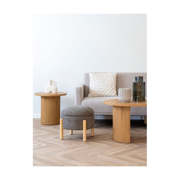 Brązowy podnóżek z materiału bouclé Medas – House Nordic-image-4