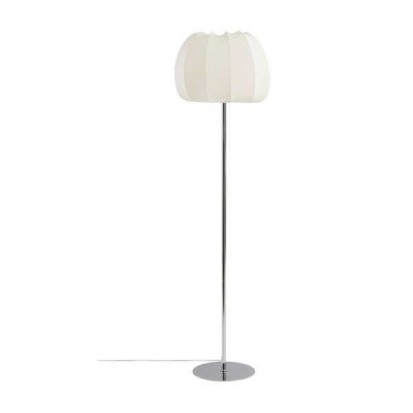 Biała/w kolorze srebra z połyskiem tekstylna lampa stojąca (wysokość 150 cm) Pion – Jotex