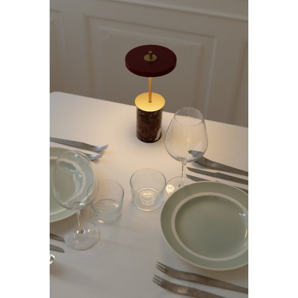 Czerwona marmurowa lampa stołowa LED ze ściemniaczem i metalowym kloszem (wysokość 25,5 cm) Asteria Move Mini – UMAGE-image-3