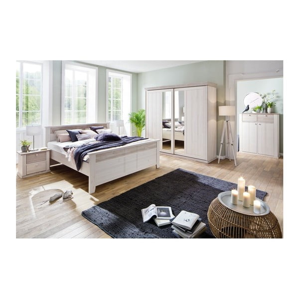 Białe łóżko sosnowe SOB Göteborg, 180 x 200 cm