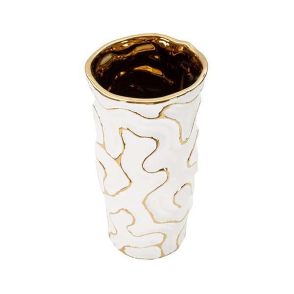 Ceramiczny wazon w biało-złotym kolorze (wysokość 25 cm) Adore – Mauro Ferretti-image-2
