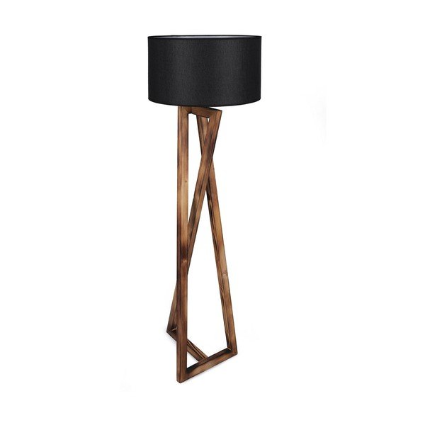 Czarna/brązowa lampa stojąca z tekstylnym kloszem (wysokość 149 cm) Maçka – Opviq lights-image-4