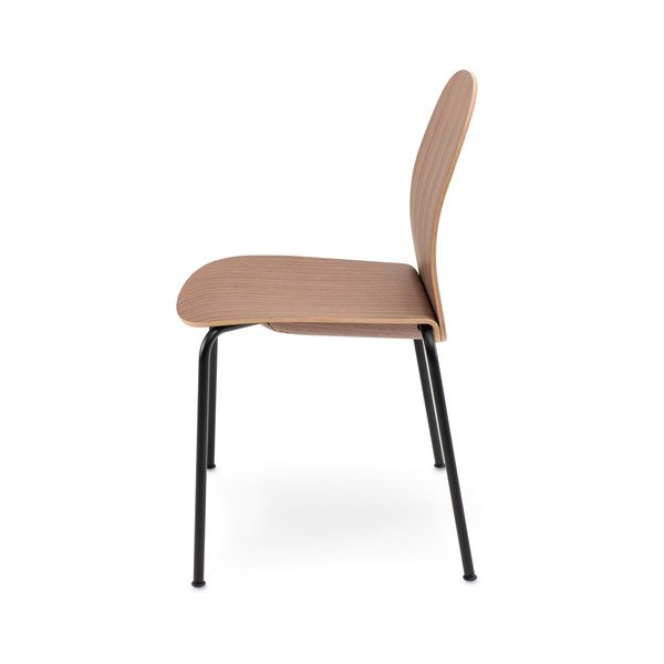 Brązowe krzesła zestaw sztaplowane 2 szt. w dekorze orzecha Book – Gazzda-image-2