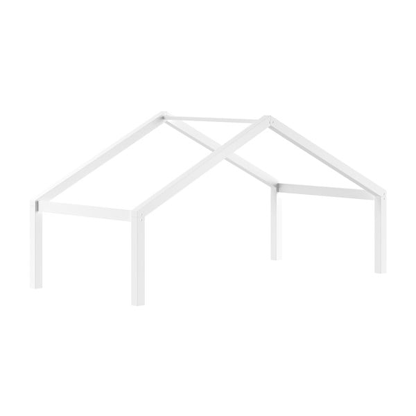 Białe łóżko dziecięce z litego drewna bukowego w kształcie domku z wysuwanym łóżkiem 90x200 cm Forrest – Vipack-image-4