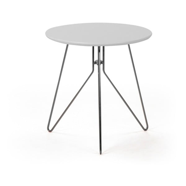 Biały stolik ze srebrnymi nogami PLM Barcelona Alegro, ⌀ 40 cm