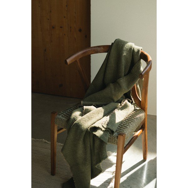 Bawełniany koc w kolorze khaki 130x180 cm Handloom – Lorena Canals-image-1
