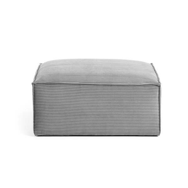 Jasnoszary sztruksowy podnóżek Kave Home Blok-image-2