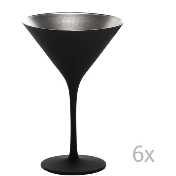 Zestaw 6 czarno-srebrnych kieliszków koktajlowych Stölzle Lausitz Olympic Cocktail, 240 ml