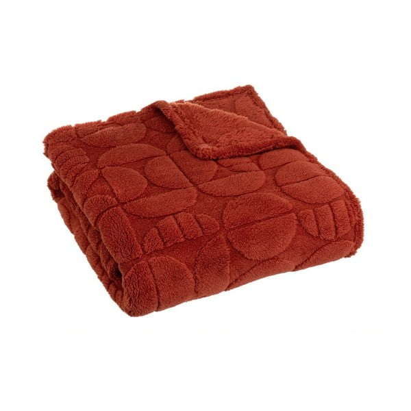 Ceglasty koc z mikropluszu 130x160 cm Mid Century – Casa Selección