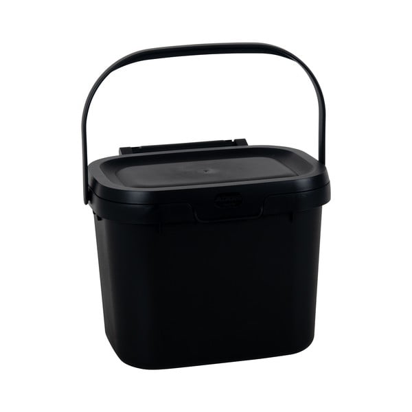 Czarny pojemnik na odpadki organiczne z wieczkiem Addis, 24,5x18,5x19 cm