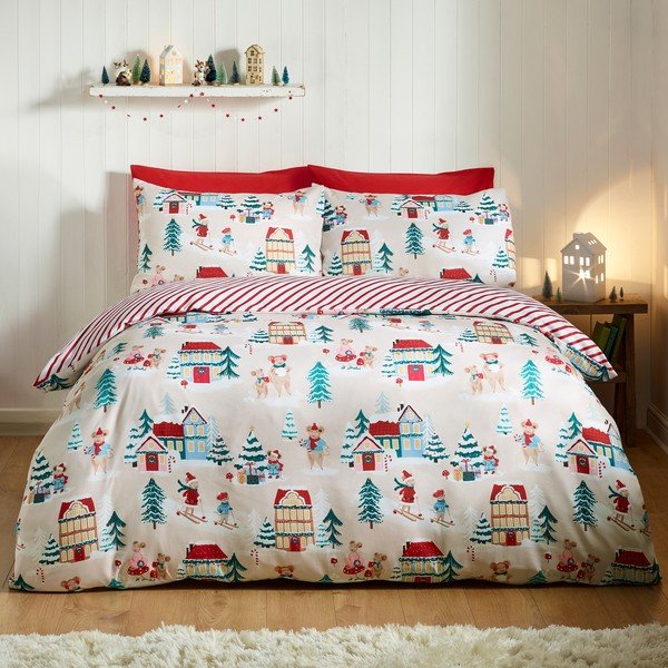 Pościel jednoosobowa 135x200 cm Christmas Mouse Town – Catherine Lansfield-image-2