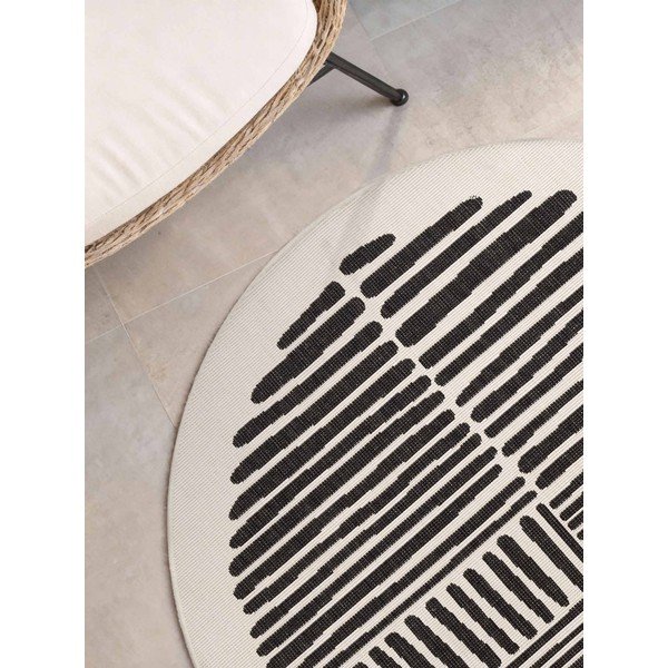 Czarny/kremowy okrągły dywan odpowiedni na zewnątrz ø 200 cm Haringey Bounds – Ted Baker-image-3