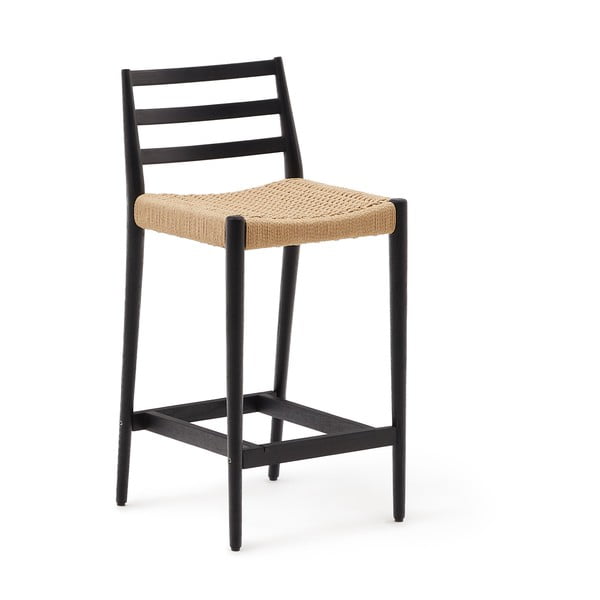 Czarny/w naturalnym kolorze hoker z litego drewna dębowego (wysokość siedziska 70 cm) Analy – Kave Home