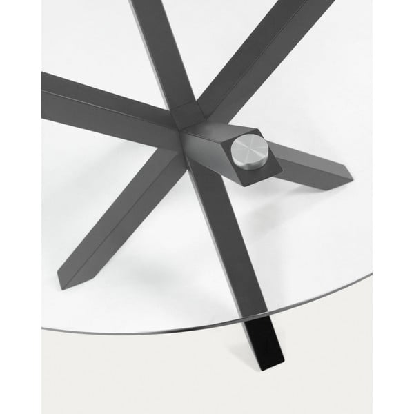 Czarny okrągły stolik ze szklanym blatem ø 82 cm Argo – Kave Home-image-4