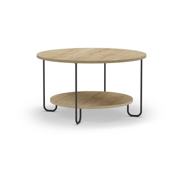 Okrągły stolik z blatem w dekorze dębu ø 80 cm Tonka – Marckeric-image-2