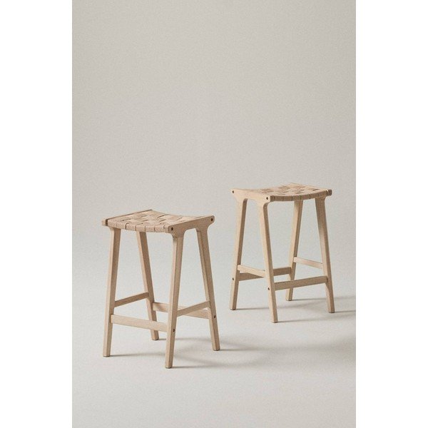 Hokery zestaw 2 szt. z litego drewna dębowego w naturalnym kolorze (wysokość siedziska 65 cm) Norrebro – Jotex-image-1