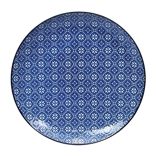 Niebieski porcelanowy talerz Tokyo Design Studio Flower, ⌀ 25,7 cm