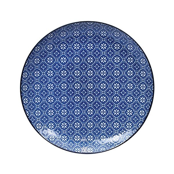 Niebieski porcelanowy talerz Tokyo Design Studio Flower, ⌀ 25,7 cm