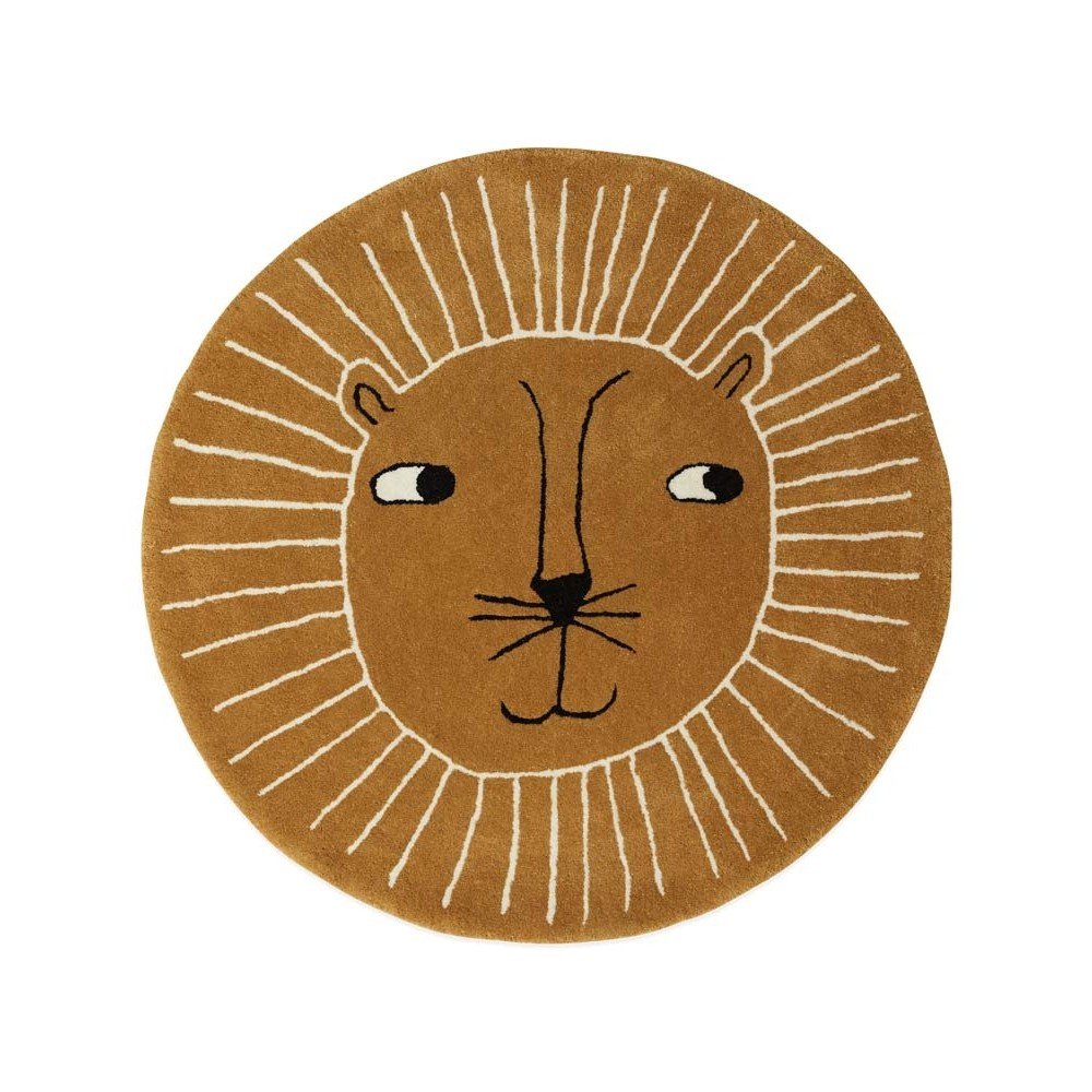 Brązowy dywan dziecięcy z mieszanki wełny ø95 cm Lion – OYOY Mini
